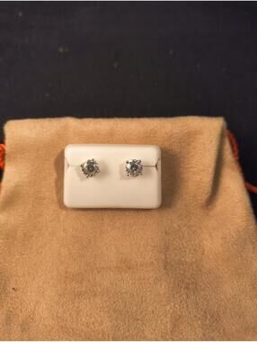 2 CTW Round Moissenite Studs Set In Sterling Silver